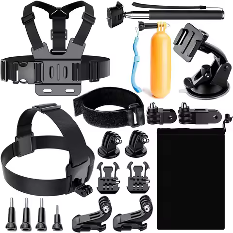 19 in 1 Action Camera Accessories Kit for GoPro Hero 11 10 9 8 7 6 5 AKASO APEMAN SJCAM DBPOWER DJI 
