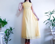 復古 1960 年代亮黃色長裙黃色雪紡晚禮服連身裙 S 碼