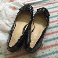 Iki2日本專櫃黑色蝴蝶結短跟高跟鞋24.5公分 #五百元好女鞋