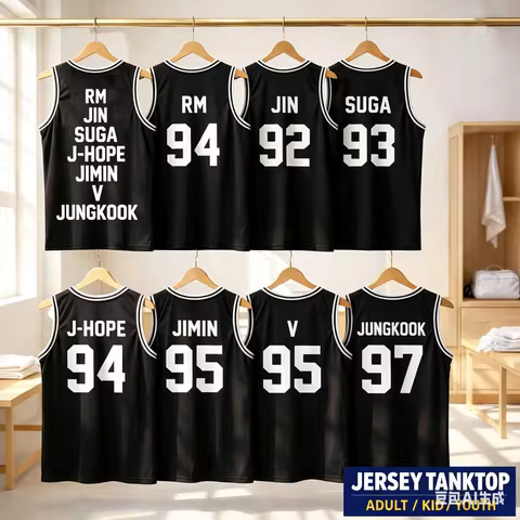 SUGA 93 Basketball Jersey Tank Top, Unisex Black Sleeveless Vest, Breathable Kpop Fans Merch for Kid