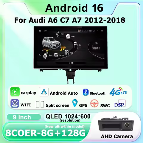 9 Inch For Audi A6 A7 C7 RS6 RS7 S6 2012-2018 Android 16 Player Car Radio Multimedia Stereo Carplay 