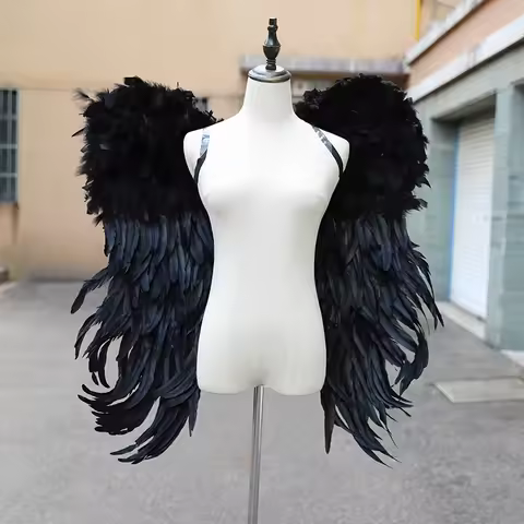 Fairy Black Feather Wings Halloween Wings Model Catwalk Costume Super Wings Nightclub Performance Pr