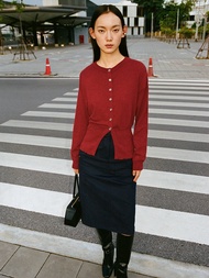 [Pomelo] เสื้อคาร์ดิแกนไหล่ตกแต่งกระดุม / Drop Shoulder Buttoned Cardigan