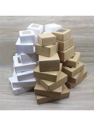 多尺寸白色/牛皮紙方形紙盒,帶pvc透明窗蓋,非常適合禮品包裝和糖果包裝