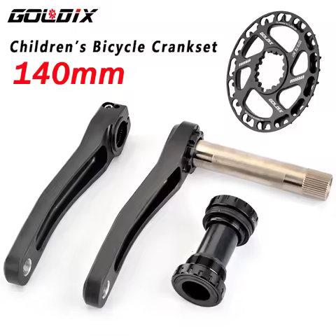 GOLDIX 140mm Bicycle Crankset 24mm MTB integrated crank arm Ultralight Children Crankset 28T-38T Cha