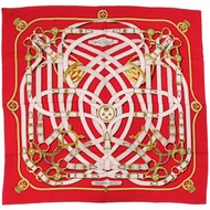 近全新愛馬仕 Carré 140 CAVALCADOUR 羊絨真絲RED方巾 1379 [二手] 愛馬仕