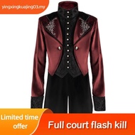 Men Victorian Medieval Coat Punk Tuxedo Halloween Cosplay Costume Tailcoat Gothic Steampunk Trench F