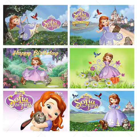 Sofia the First Square Backdrop Girls Happy Birthday Party Background Custom Kid Room Photography Po