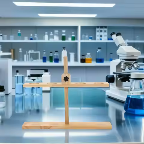 Wooden Funnel Holder Stand 6 Holes Adjustable for Chemistry Biology Labs Durable Natural Grain Finis