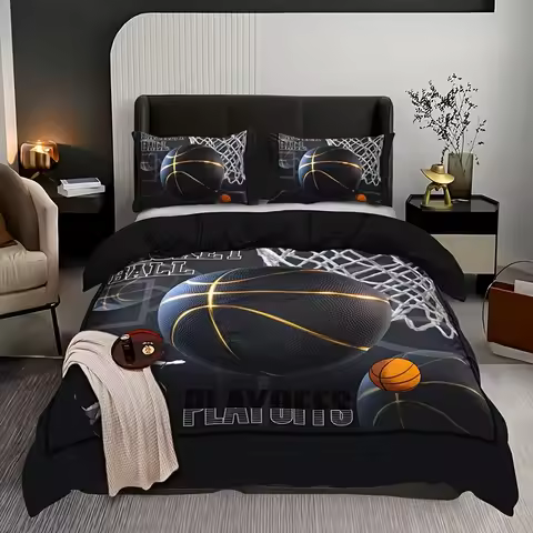 Soft Breathable 3pcs Sports Basketball HD Printing Duvet Cover Set 1 Duvet Cover + 2 Pillowcase Bedd