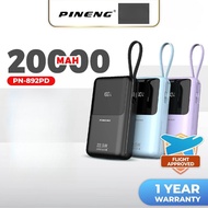 [NEW] Pineng PN-892PD 22.5W 20000mAh Slim Portable Powerbank with Fast Charge Built-in Cable PN892