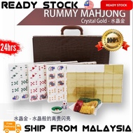 🔥 Premium 🔥 Crystal Back Rummy 4Player Mahjong 3Player Rummy Lami Cinami Mahjong Full White Set GOLD