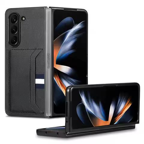 Card Pocket Leather Wallet Case for Samsung Galaxy Z Fold7 5G Fold 7 6 5 Fold6 Fold5 Fold3 Fold4 Fol