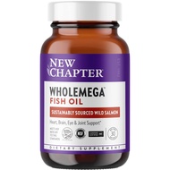 New Chapter Wholemega Fish Oil Supplement - Wild Alaskan Salmon Oil with Omega-3 + Vitamin D3 + Asta