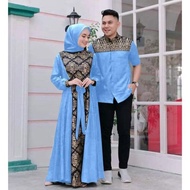 NYAMAN Gamis Batik Kombinasi Polos Tearu 222 Modern Couple Baju Muslim