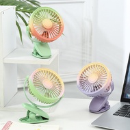 Usb Clip-on Fan Macaron Gradual Color Mini Portable Fan With 3 Plastic Blades 4 Speeds