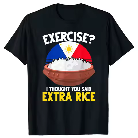 Filipino Pride Extra Rice Filipina Proud Philippines Tee Tops Round Neck Short-Sleeve Fashion Tshirt