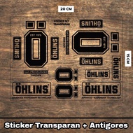 Sticker Set Shock OHLINS Transparan + Antigores Sticker Shockbreaker OHLINS O Set Fork Upside Transp