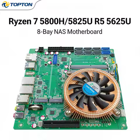AMD Ryzen 7 5800H/5825U R5 5625U 8-Bay NAS Motherboard 8*SATA 3*NVMe 2*2.5G LAN 2*DDR4 Gaming Firewa