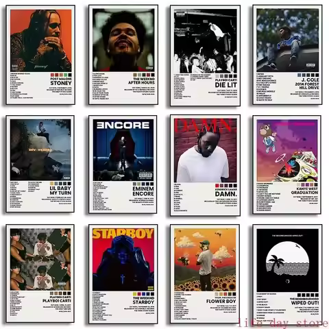 Hip Hop Rap Star Drake Eminem Music Album Covers Poster Print Canvas Painting Wall Art Picture