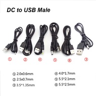 USB Port to 5V DC 3.5*1.35mm 2.0*0.6mm 2.5*0.7mm 4.0*1.7mm 5.5*2.1mm 5.5*2.5mm Plug Jack Power Extension Cable Connector K