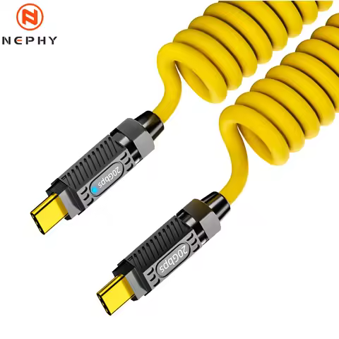 Spring Cable USB 3.2 Gen 2 Type C to C For iPhone 15 16 Pro Max Macbook iPad TV Data Charger Video W