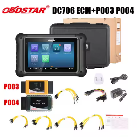 OBDSTAR DC706 ECU Tool for Car and Motorcycle ECM with P003 P004 Adapter ECU Clone by OBD or Bench M