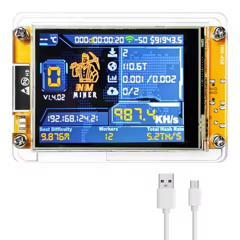 Nerdminer Nmminer Upgraded 987KH/S Harshrate 2.8 Inch Smart Display Bitcoin Crypto Solo Lottery Mine