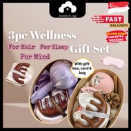 [SG] 3pc Wellness Gift Set Self Care Door Gift Event Gift Massager Stick Meridian Comb Eye Mask Chri