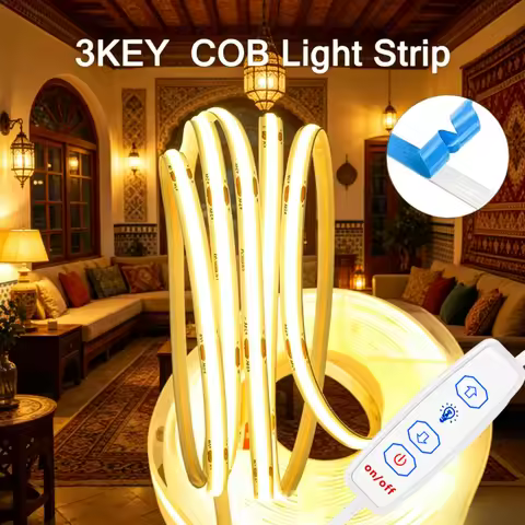 1 Roll of Led Light Strip with Three-Key Dimmer Switch, Low Voltage 5V, No Light Spots, Cob Flexible