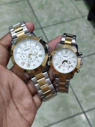 Bestseller 1pair Couple Grant Chronograph Fossil Original Actual Pic. U.S Grade Japan Quartz Movemen