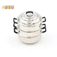 [Eighth] Dollhouse Miniature 1:12 Kitchen Decor Toy Metal Cooking 3-layers Steamer Pot [Preferred]