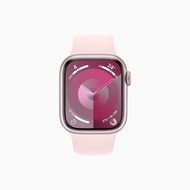Apple Watch Series 9 45mm 淡粉色鋁金屬錶殼搭配淡粉色運動型錶帶-GPS版 S/M