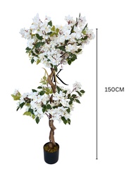 Pokok Bunga Kertas Bonsai Putih Hiasan / Premium Artificial Bougainvillea White Bonsai tree Flower D