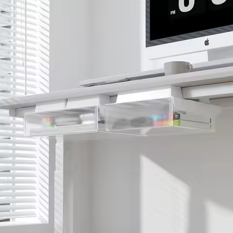 Drill Free Under Desk Drawer Large Capacity Store Data Cable Charger Headphone Paperclip Smooth Slid