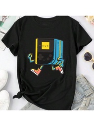 Gamin' Cartoon Console Cute Fun Gaming Illustration Playful Pop-Culture Retro Running For Women's Wo