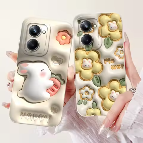 For Realme 10 10Pro Pro+ Plus 10s Case Soft Silicone Capa Goothic Style Cartoon Panda Flower Back Co