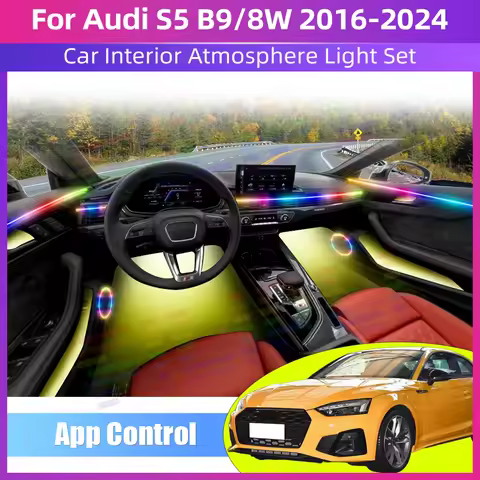 Car Led Ambient Light Acrylic Strips Car Interior Hidden App Remote Control Atmosphere Lamp For Audi