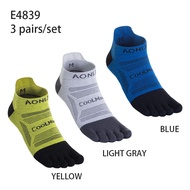 AONIJIE 3 คู่/ชุด E4837/E4839 ถุงเท้าห้านิ้วตัดต่ำสำหรับเล่นกีฬาสำหรับผู้ชาย