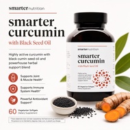 Smarter Nutrition Curcumin Softgels - Vegan High Absorption 400 mg Turmeric Supplement + Black Seed 