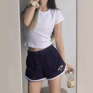 [Rice Ball] Shorts Sports Five-Point Pants Casual Women a-Line Hot 5-Point Overalls Wide