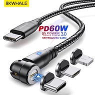 BKWHALE PD 60W 540° Magnetic Cable USB Typc-C to Type c  27W  micro USB Cable Fast Charging For ip 1