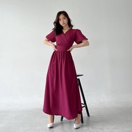Christmas Dress Satin Marie Dress / Women's Long V Neck Dress DRS E016 By D 4 You