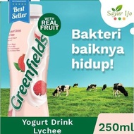 Greenfields Yogurt Drink Lychee 250 Ml / Botol Fresh Yoghurt Rasa Buah Leci Minuman Olahan Susu Inst