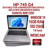 HP 745 G4 AMD A10,8GB RAM,256GB SSD,LAPTOP SUITABLE FOR GAMING & EDITING