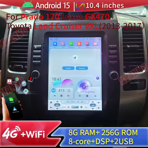 Android15 For Prado 120 Lexus GX470，Toyota Land Cruiser VXL 2002-2006 2007 2008 2009 reproductor de 