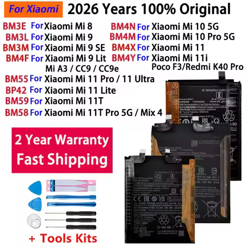 2026 Years Original BM4F BM4Y BP42 BM55 BM58 BM59 Battery For Xiaomi Mi 8 9 10 11 11i 11T Mix 4 Ultr