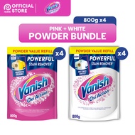 [Bundle of 4] Vanish Stain Remover Pink Action + Vanish Stain Remover Crystal White Oxi Action, Dete