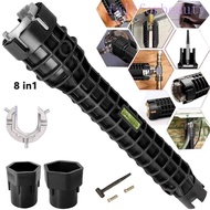 FALLFORBEAUTY Sink Wrench, Anti-slip Plumber Key Faucet Wrench, Multifunction 8 In 1 Flume Sink Angl