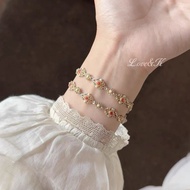 L & K [Pure Silver 999.9] Painted Gold Bracelet, Chinese Style Enamel Colorful Sterling Silver Brace